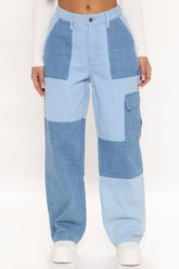 Hard At Patchwork Non Stretch Carpenter Jeans - Blue/combo Ins Street